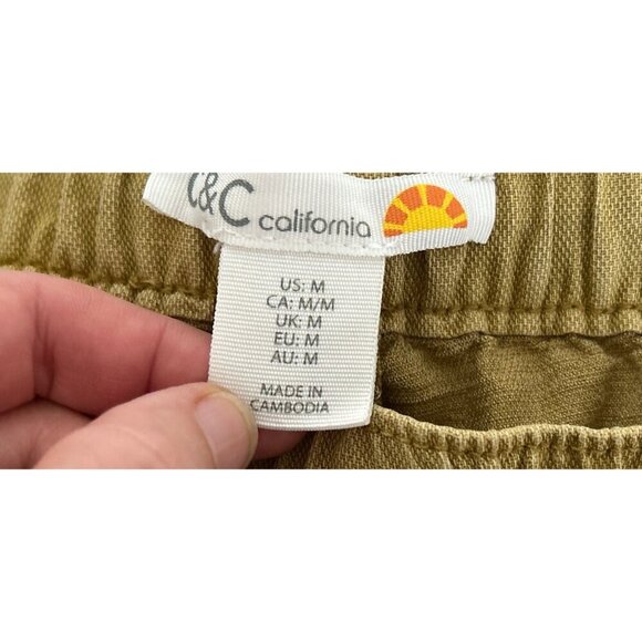 Womens Olive Green Drawstring Cargo Pants With Pockets By &C California Size M - Picture 9 of 10